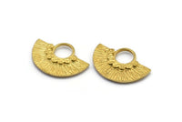 Semi Circle Pendant, 3 Raw Brass Semi Circle  Pendants (26x18mm) U141