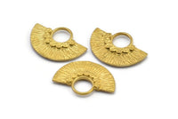 Semi Circle Pendant, 3 Raw Brass Semi Circle  Pendants (26x18mm) U141