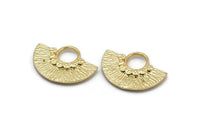 Semi Circle Pendant, 2 Gold Plated Brass Semi Circle  Pendants (26x18mm) U141 Q0363