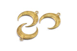 Brass Moon Charm, Raw Brass Textured Horn Charms, Pendant, Jewelry Finding (27x8.25x3.30mm) N0207