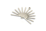 Silver Sun Charm, 6 Textured Antique Silver Plated Brass Sun Charms With 2 Loops (22x30x0.80mm) M02275
