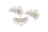 Silver Sun Charm, 6 Textured Antique Silver Plated Brass Sun Charms With 2 Loops (22x30x0.80mm) M02275