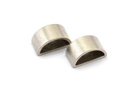 Silver Half Moon, 10 Antique Silver Plated Brass Semi Circle Thick Cut Connectors, Bracelet Finding (8x16x0.8x0.8mm) D0143 H0096