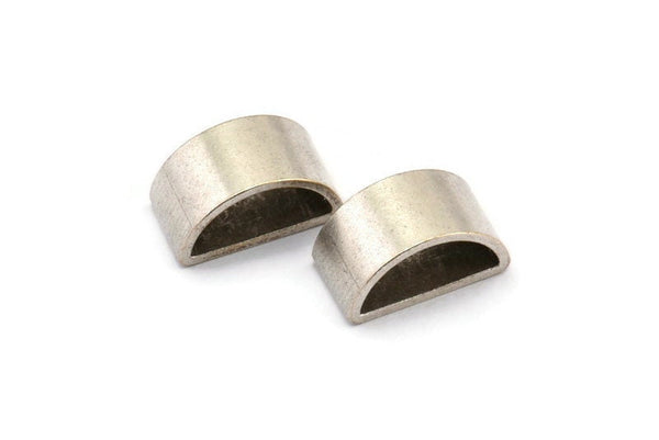 Half Moon, 5 Antique Silver Plated Brass Semi Circle Thick Cut Connectors, Bracelet Finding, Bracelet Charm (8x16x0.8x0.8mm) D0143 H0096