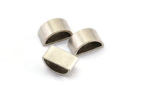 Half Moon, 5 Antique Silver Plated Brass Semi Circle Thick Cut Connectors, Bracelet Finding, Bracelet Charm (8x16x0.8x0.8mm) D0143 H0096
