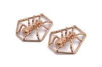 Rose Gold Plated Ant Pendant, 1 Rose Gold Plated Ant Pendants, Animal Jewelry (40x36mm) N0354 Q0089