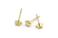 Gold Star Earring, 10 Gold Plated Brass Star Stud Earrings (5mm) D1436 A1447