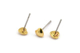 Gold Heart Earring, 12 Gold Plated Brass Heart Stud Earrings (5x1.5mm) A1342 A1522
