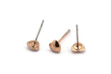 Rose Gold Heart Earring, 12 Rose Gold Plated Brass Heart Stud Earrings (5x1.5mm) A1342 A1522