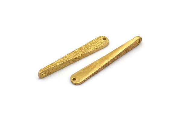 Hammered Bar Pendant, 5 Raw Brass Hammered Bar Pendants With 2 Holes, Earring Drops (31x5mm) BS 1811