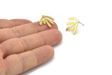 Brass Leaf Earring, 8 Raw Brass Leaf Stud Earrings (16x17x0.60mm) A3031