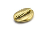Brass Shell Finding, 2 Raw Brass Cowrie Shell Findings, Pendants, Charms, Earrings, Beads 20-25MM E275