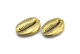 Brass Shell Finding, 2 Raw Brass Cowrie Shell Findings, Pendants, Charms, Earrings, Beads 20-25MM E275