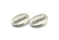 Silver Shell Finding, 925 Silver Cowrie Shell Findings, Pendants, Charms, Earrings, Beads (20-25mm) E275