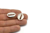 Silver Shell Finding, 925 Silver Cowrie Shell Findings, Pendants, Charms, Earrings, Beads (20-25mm) E275