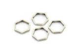 Antique Sİlver Hexagon Charm, 25 Antique Silver Plated Hexagon Ring Charms (12x0.8x2mm) Bs 1178