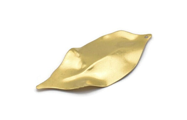 Brass Leaf Charm, 12 Raw Brass Leaf Charms With 1 Hole, Earrings, Findings, Pendants (53x23x0.40mm) D0770