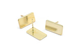 Gold Rectangle Earring, 4 Gold Plated Brass Rectangle Stud Earrings (15x8x0.80mm) A0843 A1326 Q1111