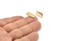 Gold Rectangle Earring, 4 Gold Plated Brass Rectangle Stud Earrings (15x8x0.80mm) A0843 A1326 Q1111