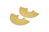 Semi Circle Charm, 8 Raw Brass Semi Circle Charm Pendants With 2 Holes (35x20x0.80mm) D899