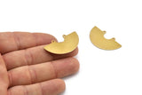 Semi Circle Charm, 8 Raw Brass Semi Circle Charm Pendants With 2 Holes (35x20x0.80mm) D899