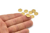 Brass Hexagon Charm, 24 Raw Brass Hexagon Stamping Blanks With 1 Hole, (10x1mm) D0737