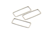 Silver Rectangle Connector, 24 Antique Silver Plated Brass Rectangle Connectors (11.4x30.2x0.8mm) D0330