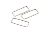 Silver Rectangle Connector, 24 Antique Silver Plated Brass Rectangle Connectors (11.4x30.2x0.8mm) D0330