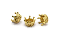 6 Brass Crown Beads 11x6mm R075 N0275