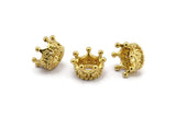 6 Brass Crown Beads 11x6mm R075 N0275