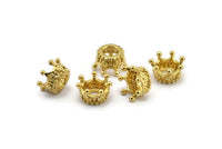 6 Brass Crown Beads 11x6mm R075 N0275