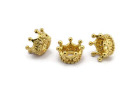 6 Raw Brass Crowns Beads 11x6mm R075 N0275