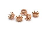 Rose Gold Crowns, 3 Rose Gold Plated Crown Beads 11x6mm R075 N0275 Q0210