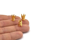 Gold Beads, 3 Gold Plated Crowns Beads (11x9mm) R075 Q0210