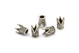 Silver Crown Beads, 5 Antique Silver Plated Crown Beads (11x9mm) R075 H0193