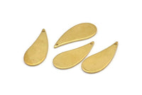Brass Drop Charm, 24 Raw Brass Drop Charms With 1 Hole, Earrings, Findings (24x10x1mm) D0585