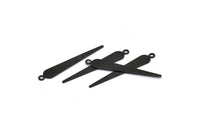 Black Flat Spike Charm, 24 Oxidized Black Brass Flat Spike Charms (32x5mm) Brs 286-d A0269