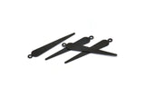 Black Flat Spike Charm, 24 Oxidized Black Brass Flat Spike Charms (32x5mm) Brs 286-d A0269