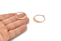 Rose Gold Round Charm, 4 Rose Gold Plated Brass Round Charms With 1 Loop, Earrings, Findings (31x29x0,70mm) D0741 Q1029