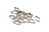 Silver Diamond Charm, 24 Antique Silver Plated Brass Wide Cut Open Diamond Ring Charms (9x17x0.8x2mm) D0138