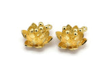 Altın Çiçek Kolye, 1 Halkalı 1 Altın Kaplama Pirinç Lotus Çiçeği Kolye, Küpe Bulguları (22,5x17x13 mm) BS 1909 Q0405