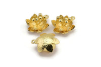 Altın Çiçek Kolye, 1 Halkalı 1 Altın Kaplama Pirinç Lotus Çiçeği Kolye, Küpe Bulguları (22,5x17x13 mm) BS 1909 Q0405