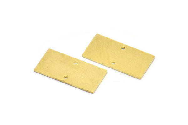 Brass Rectangle Charm, 8 Raw Brass Rectangle Shaped With 2 Hole Charms, Connectors, Earring Findings (25x12x0.80mm) A3035