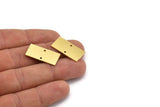 Brass Rectangle Charm, 8 Raw Brass Rectangle Shaped With 2 Hole Charms, Connectors, Earring Findings (25x12x0.80mm) A3035