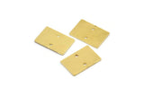 Brass Rectangle Charm, 12 Raw Brass Rectangle Shaped With 2 Hole Charms, Connectors, Earring Findings (15x10x0.80mm) A3033