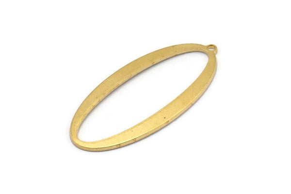 Brass Oval Charm, 10 Raw Brass Oval Charms With 1 Loop, Pendants, Earrings, Findings (39x18x1mm) D1576