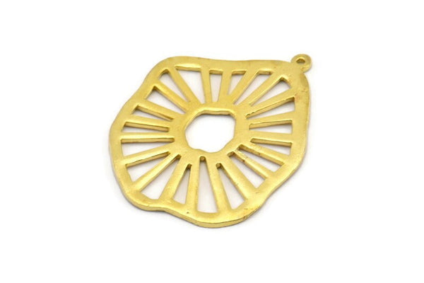 Brass Irregular Charm, Raw Brass Ethnic Charm With 1 Loop, Findings, Charms (33x40x1.2mm) N1023