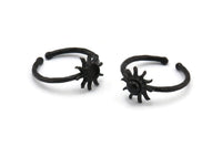 Siyah Halka Ayarları, 1 Taş Ayarlı 4 Oksitlenmiş Siyah Pirinç Güneş Halkası - Ped Boyutu 4 mm N1591 H0984