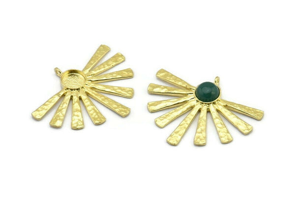 Brass Sun Charm, Raw Brass Sunshine Charms With 1 Loop, Pendants - Pad Size 8mm (41x34x1.5mm) N1259