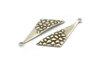 Silver Triangle Charm, 12 Antique Silver Plated Brass Triangle Charms With 1 Loop, Charms, Earrings (32x10x0.60mm) D1126